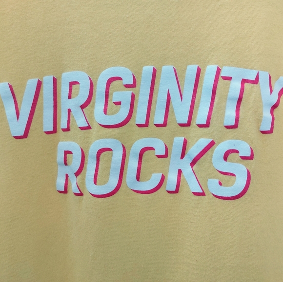 Virginity Rocks Medium Yellow T-Shirt Woman - Picture 2 of 6